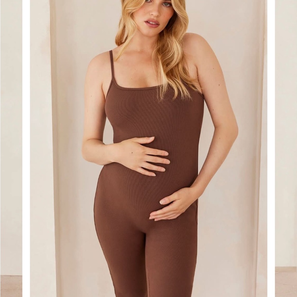 Brown Ribbed Jumpsuit - Sculpting Rib Unitard